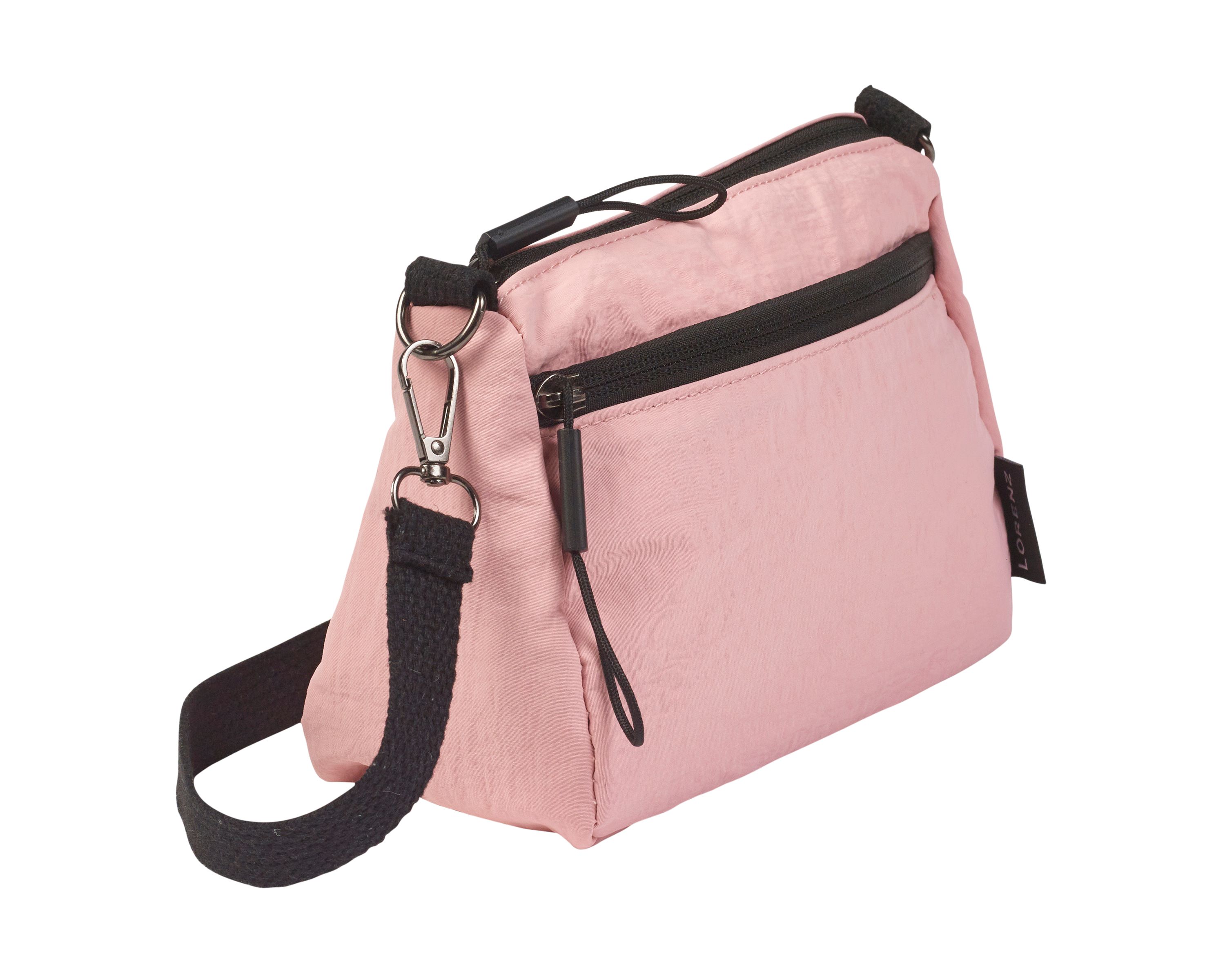 (image for) 2309 Blush Pink Lorenz Top Zip Mini Shoulder Crinkled Nylon Bag